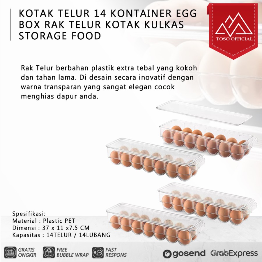 Kotak Telur 14 Kontainer Egg Box Rak Telur Kotak Kulkas Storage Food