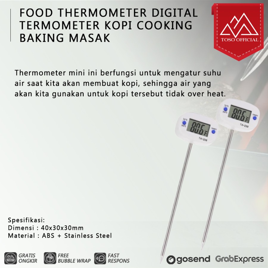TA288 Food Thermometer Digital Termometer Kopi Cooking Baking Masak