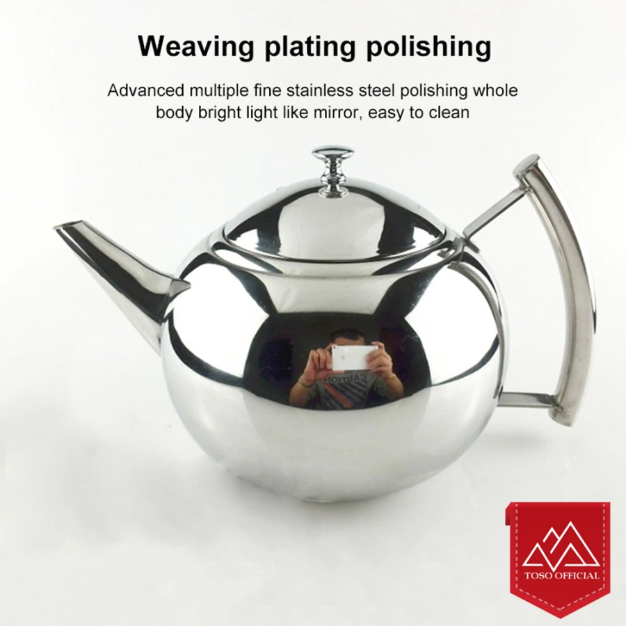 TEKO TEH + SARINGAN STAINLESS 1L TEAPOT INFUSER 1000ML TEA MAKER