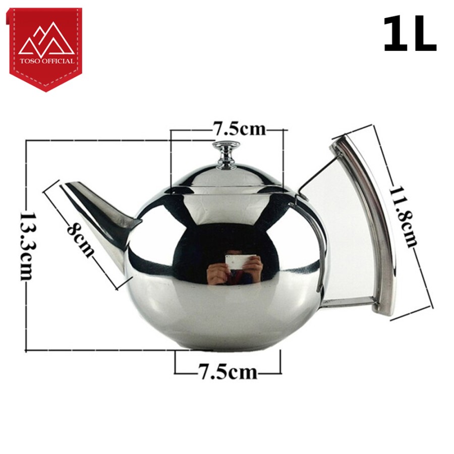 TEKO TEH + SARINGAN STAINLESS 1L TEAPOT INFUSER 1000ML TEA MAKER