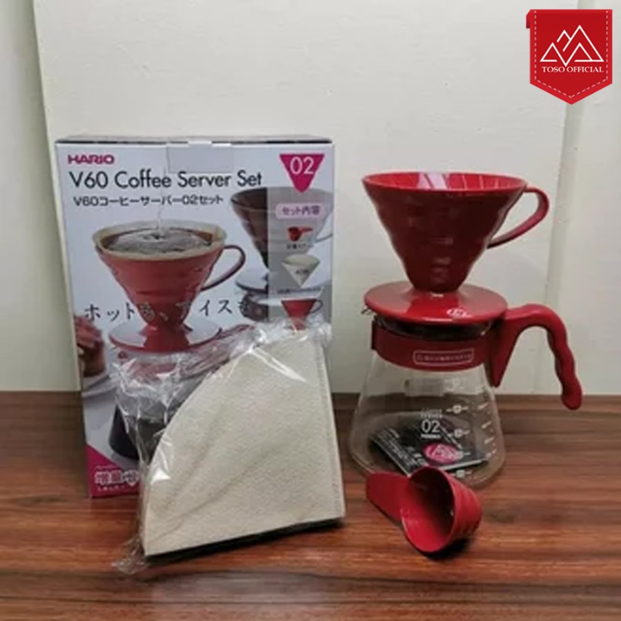 Jual HARIO V60 Coffee Server Red Pour Over Kit VCSD-02R Dripper