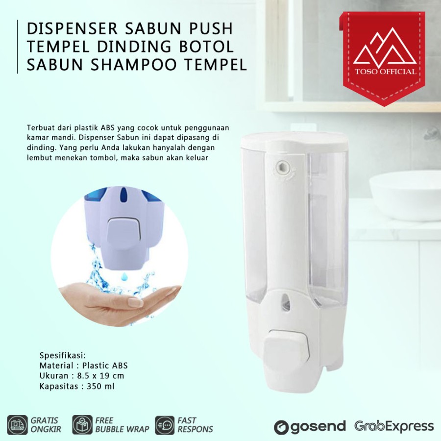 DISPENSER SABUN CAIR PUSH TEMPEL DINDING BOTOL SHAMPOO HAND SOAP TUBE