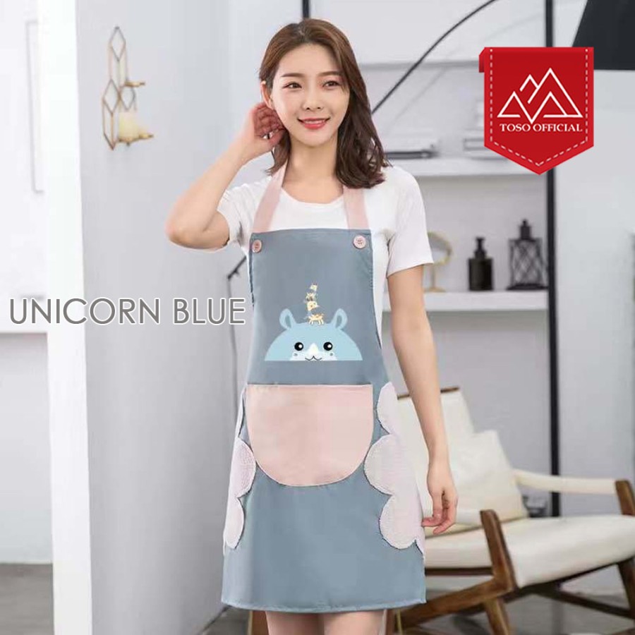 Celemek Apron Masak Anti Air Anti Minyak Dengan Lap Tangan Premium