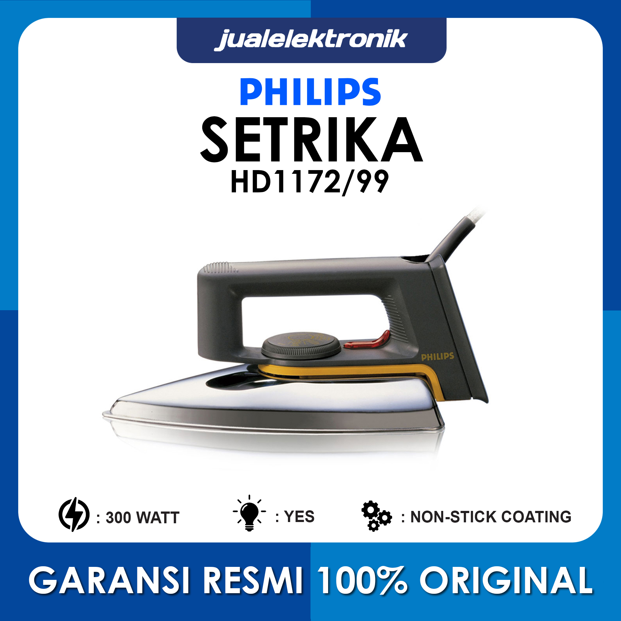 Philips Setrika Dry Iron HD1172 99 Setrikaan Non Stick