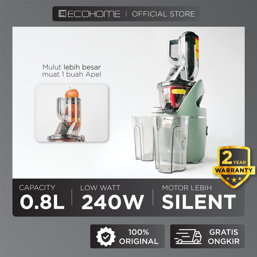 Ecohome Slow Juicer Big Mouth ESJ-999BM Cold Pressed for Fruit 55 RPM