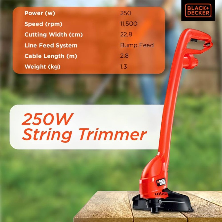 Black Decker 250W String Trimmer Pemotong Rumput Senar GL260-B1