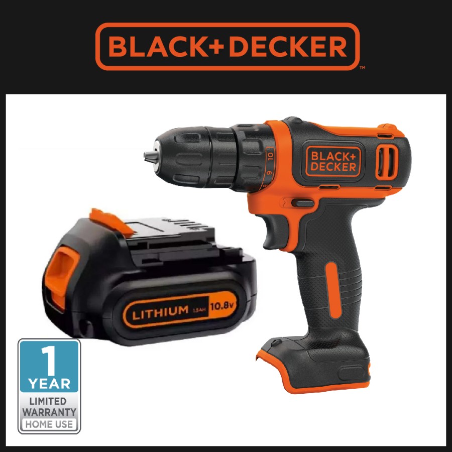 Black + Decker Bor Set 59Pcs Cordless Drill Driver+Baterai 10.8V 1.5Ah