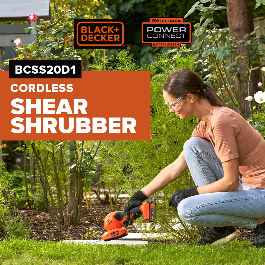 Black + Decker Mesin Perapi Tanaman Shear Shrubber 20 V (BCSS20-B1)
