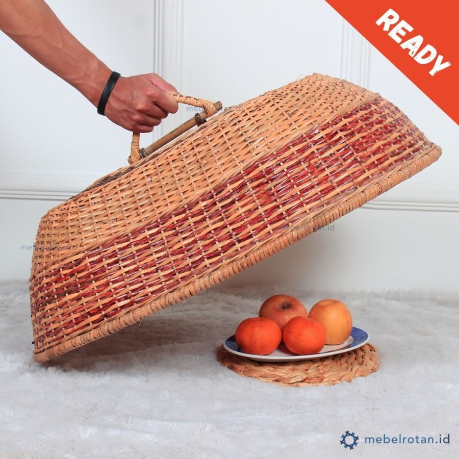 Tudung Saji Oval Rotan Alami | Tutup Makan | Food Cover
