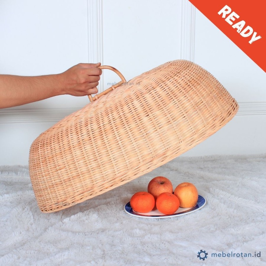 Tudung saji oval anyaman rotan alami | tutup makanan | food cover