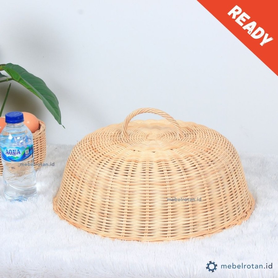 Tudung saji bundar anyaman rotan alami | tutup makanan | food cover