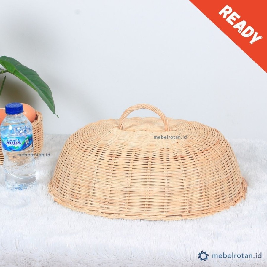 Tudung saji oval rotan alami / asli | tutup makanan | food cover