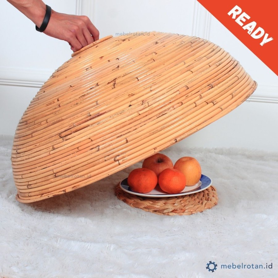 Tudung saji bundar rotan alami | tutup makanan | food cover