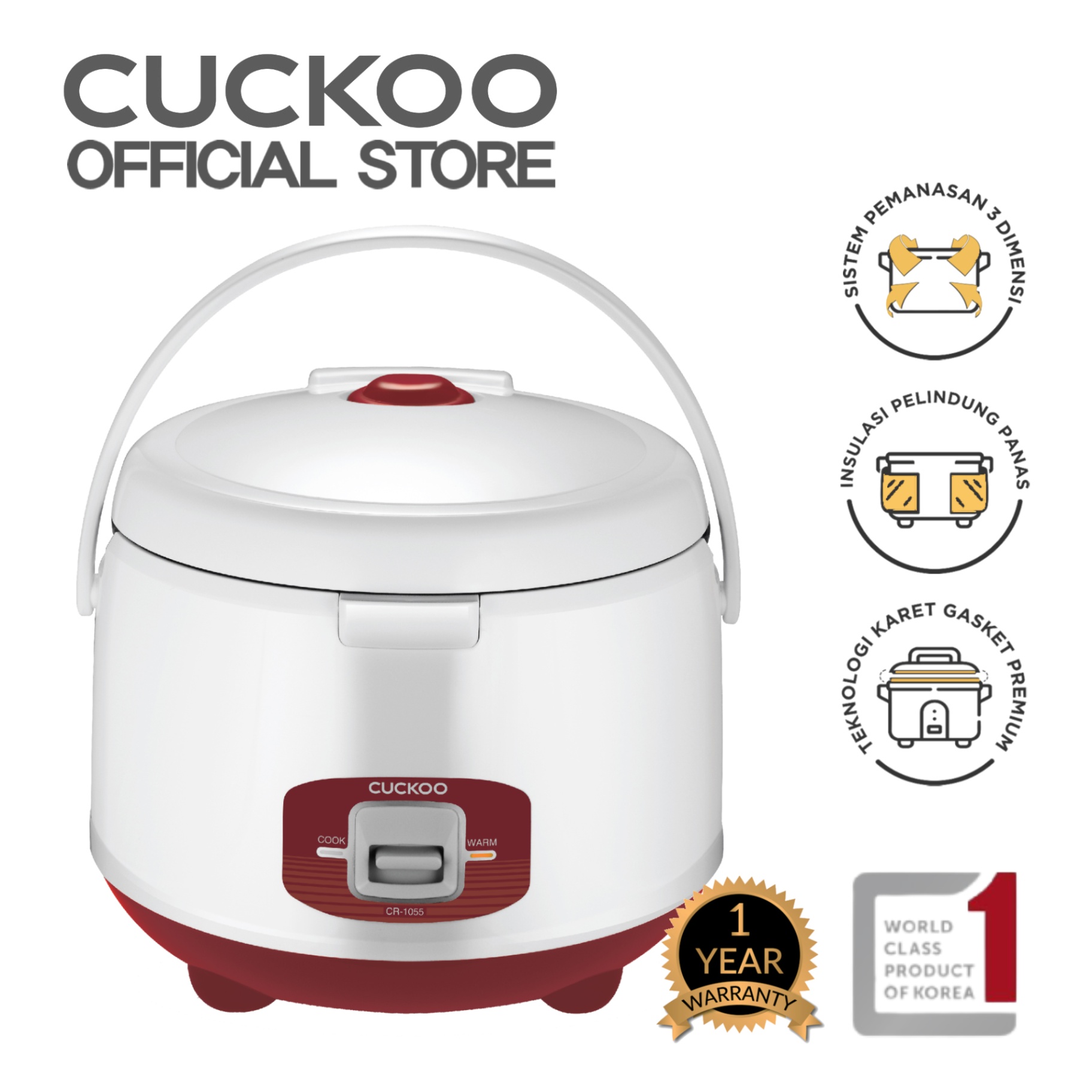 CUCKOO Mechanical Rice Cooker 1.8 L CR-1055 - Red