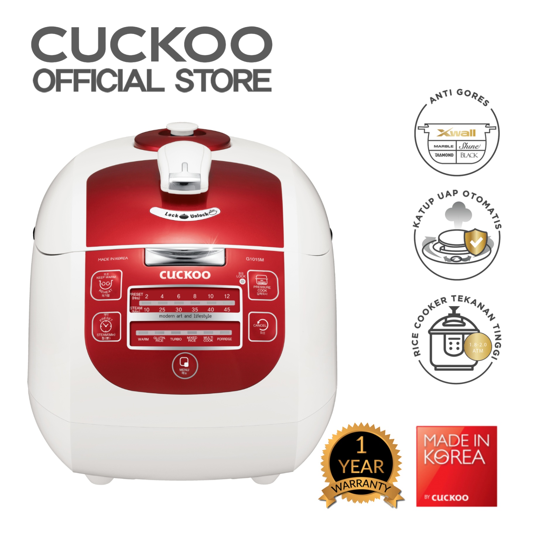 Cuckoo Pressure Rice Cooker 1.8 L CRP-G1015M