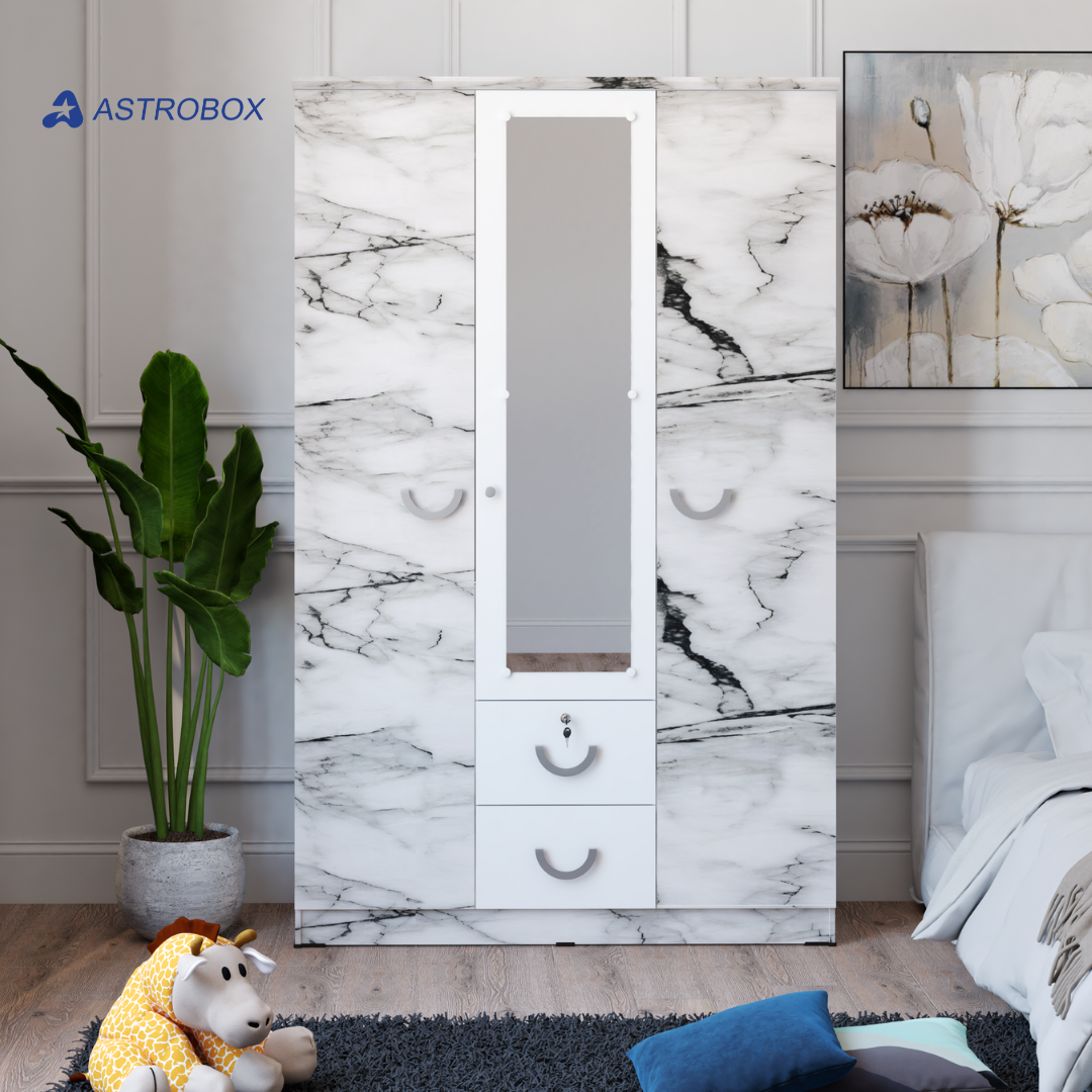 Lemari Pakaian 3 Pintu / Wardrobe Baju MARBLE WDD 321 | ASTROBOX
