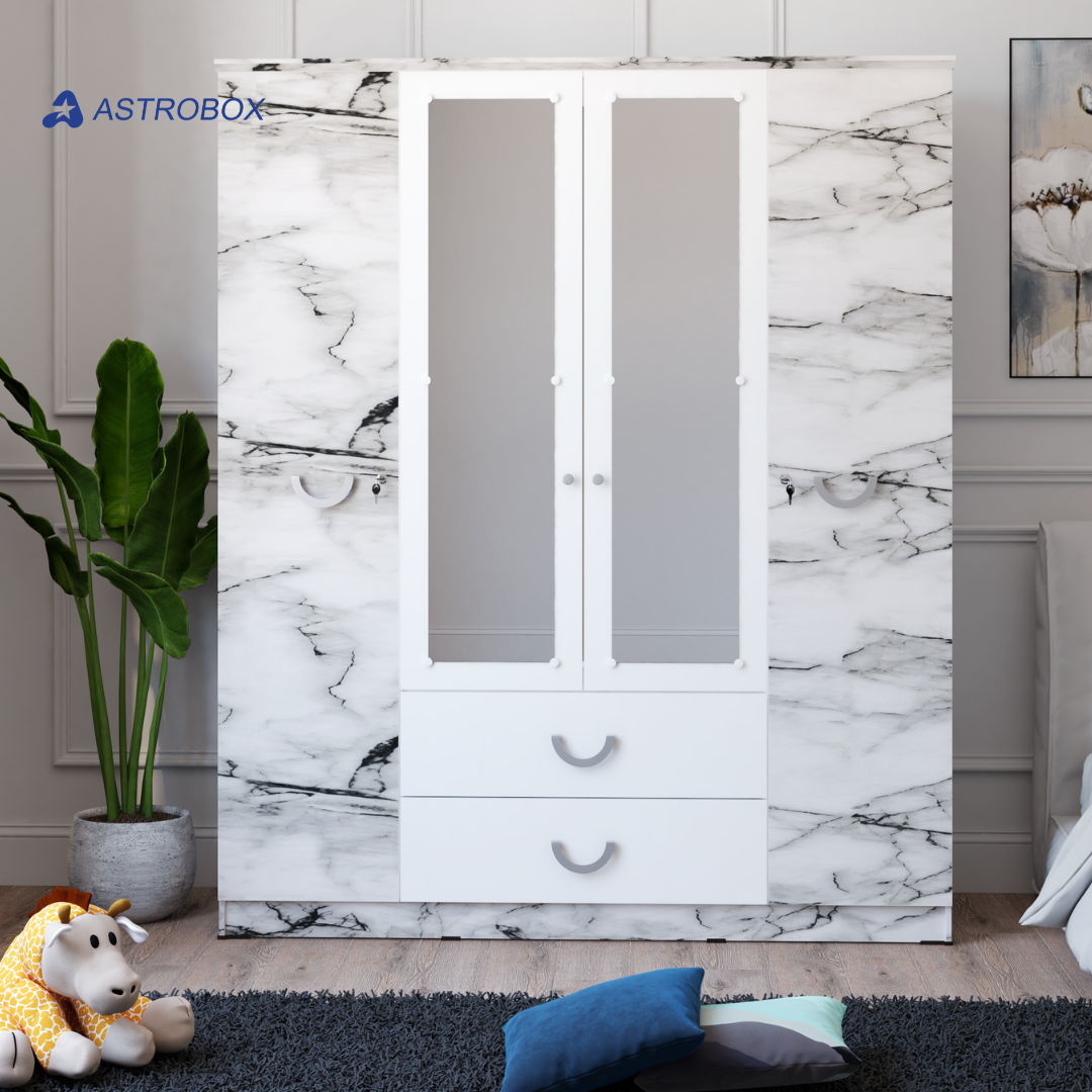 Lemari Pakaian 4 Pintu / Wardrobe Baju MARBLE WDD 421 | ASTROBOX