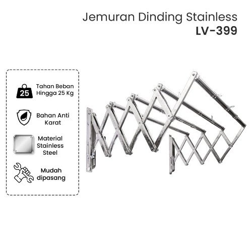 LIVEO- JEMURAN DINDING U-SHAPE (4 BARS STAINLESS STEEL)- LV-399