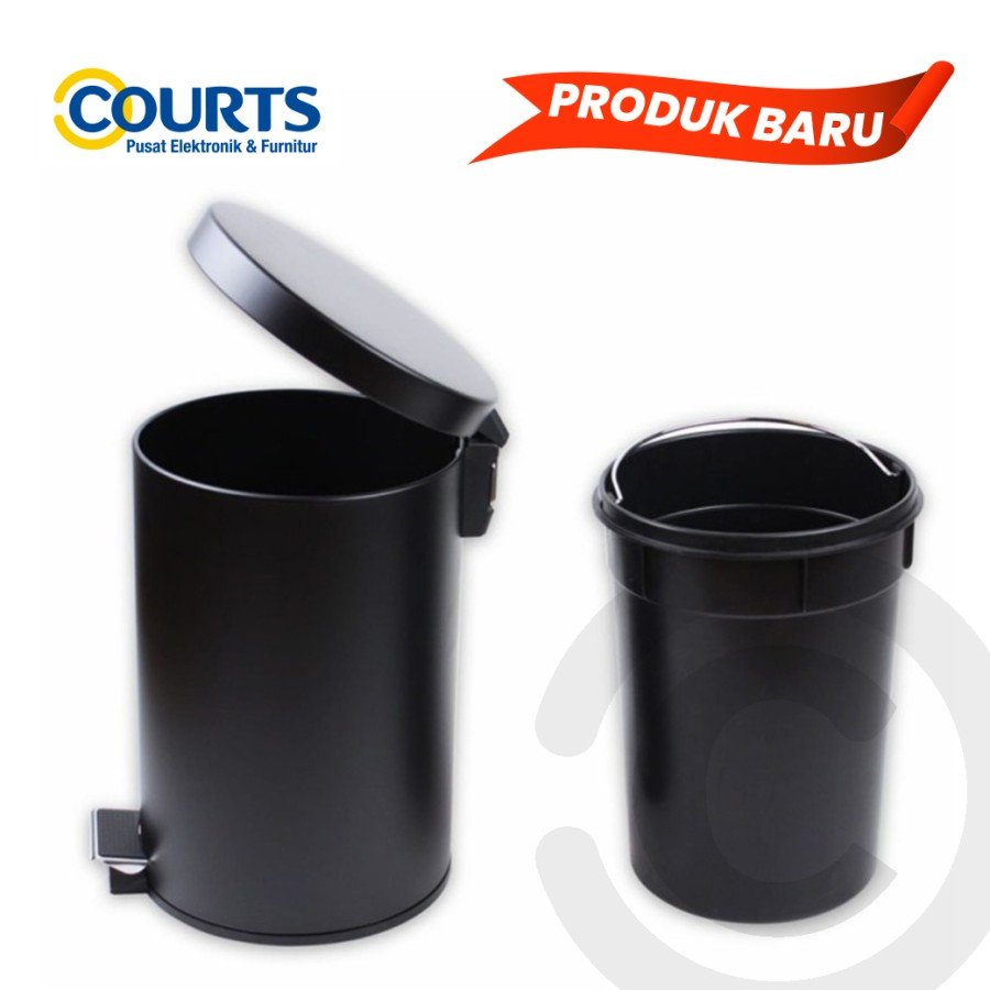 COURTS TEMPAT SAMPAH- S/S PEDAL BIN- HITAM - 8Liter