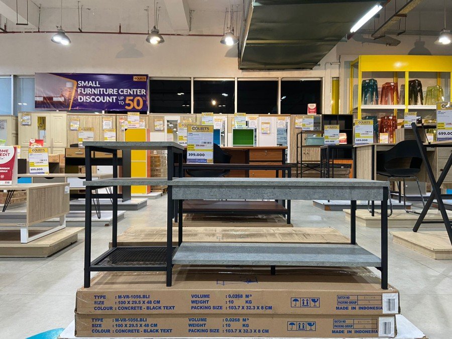 MEJA TV ZYO- VIDEO RACK CONCRETE - BLACK TEXT