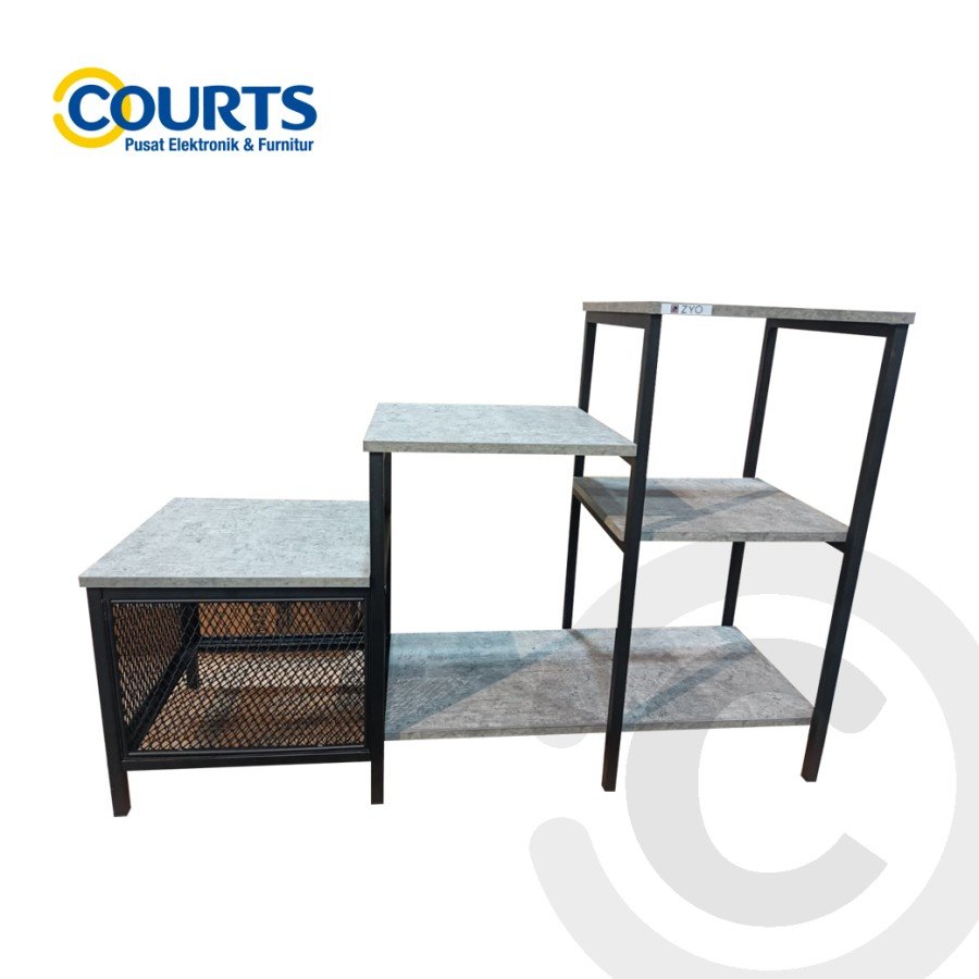 MEJA ZYO- MULTI PORPOSE RACK CONCRETE - BLACK TEXT