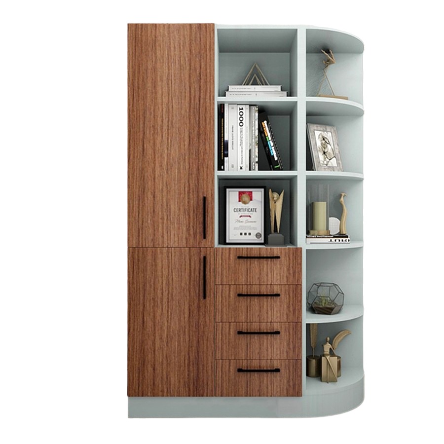 Idemu Rak Buku Abu abu Lemari Kayu Wardrobe Furnitur Minimalis MFC