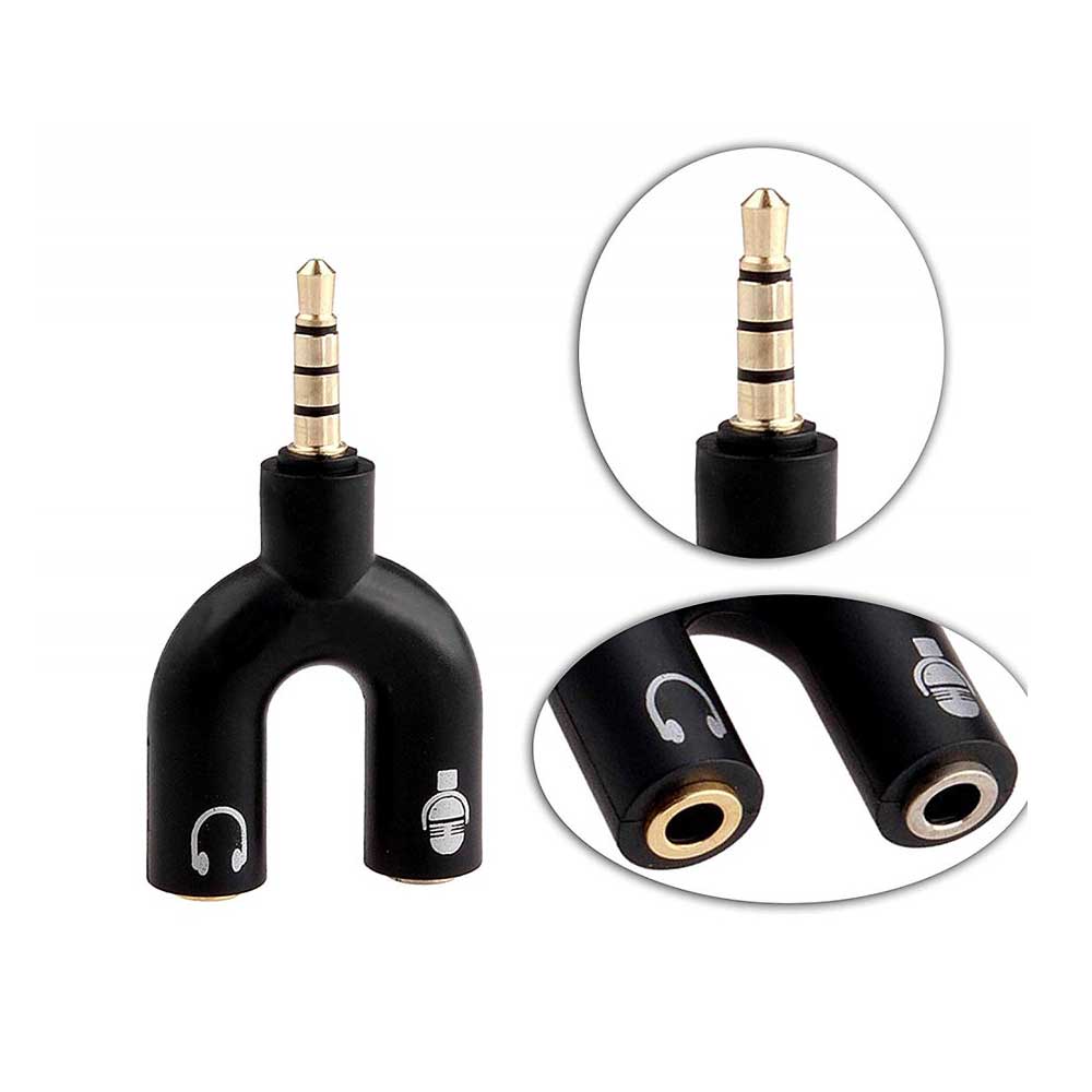 Audio Splitter Jack 3.5 mm U Shape 2in1 Mic And Audio