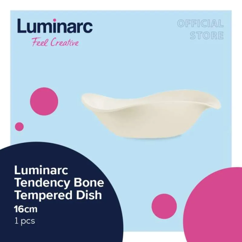 Piring Kaca Luminarc Tendency Bone Tempered Dish 16cm - 1pcs