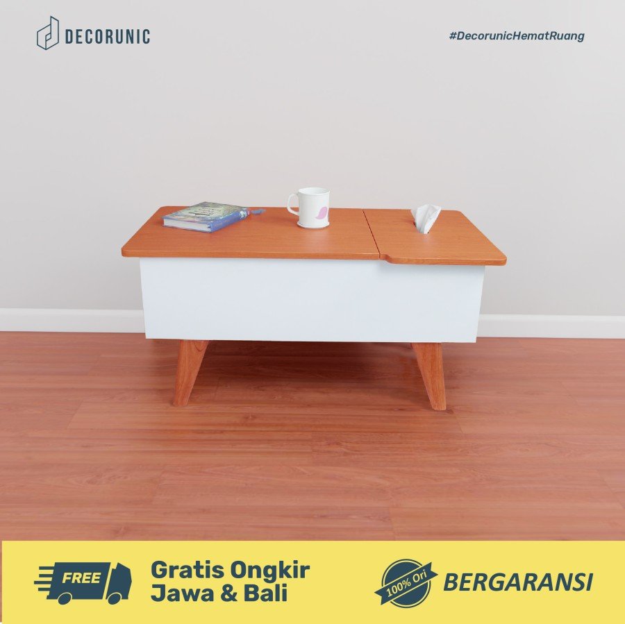 [Decorunic] Meja Tamu Minimalis Modern Coffee Table Uk.90x50 Meja Kopi - Putih