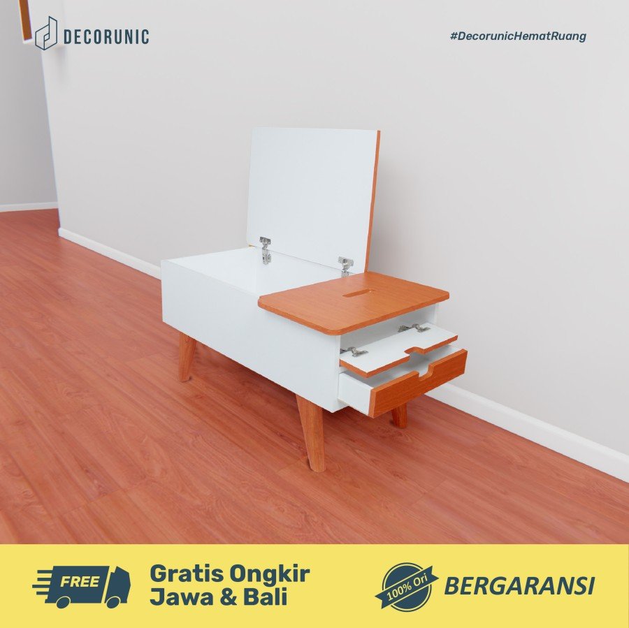 [Decorunic] Meja Tamu Minimalis Modern Coffee Table Uk.90x50 Meja Kopi - Putih