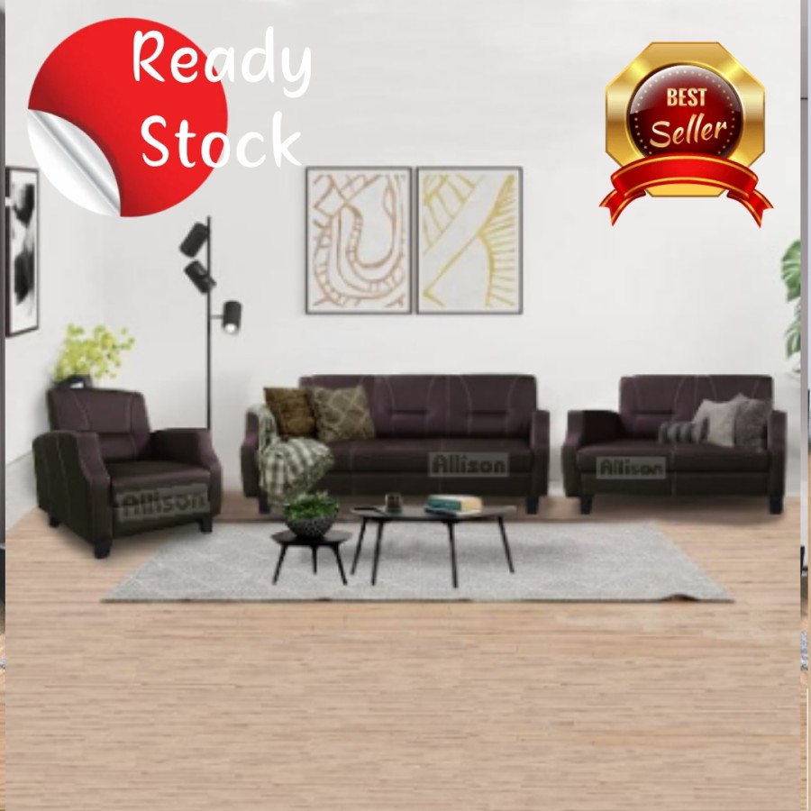 Preorder Sofa Set Minimalis Modern Ruang Tamu 321 Dark Brown