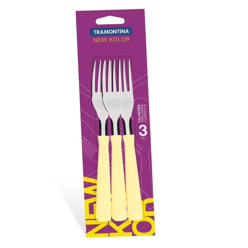 Tramontina - 3 Pcs Table Forks New Color Cream