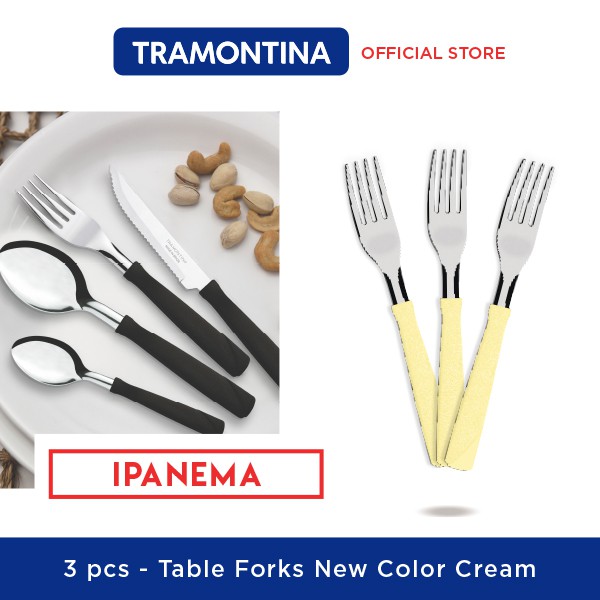 Tramontina - 3 Pcs Table Forks New Color Cream