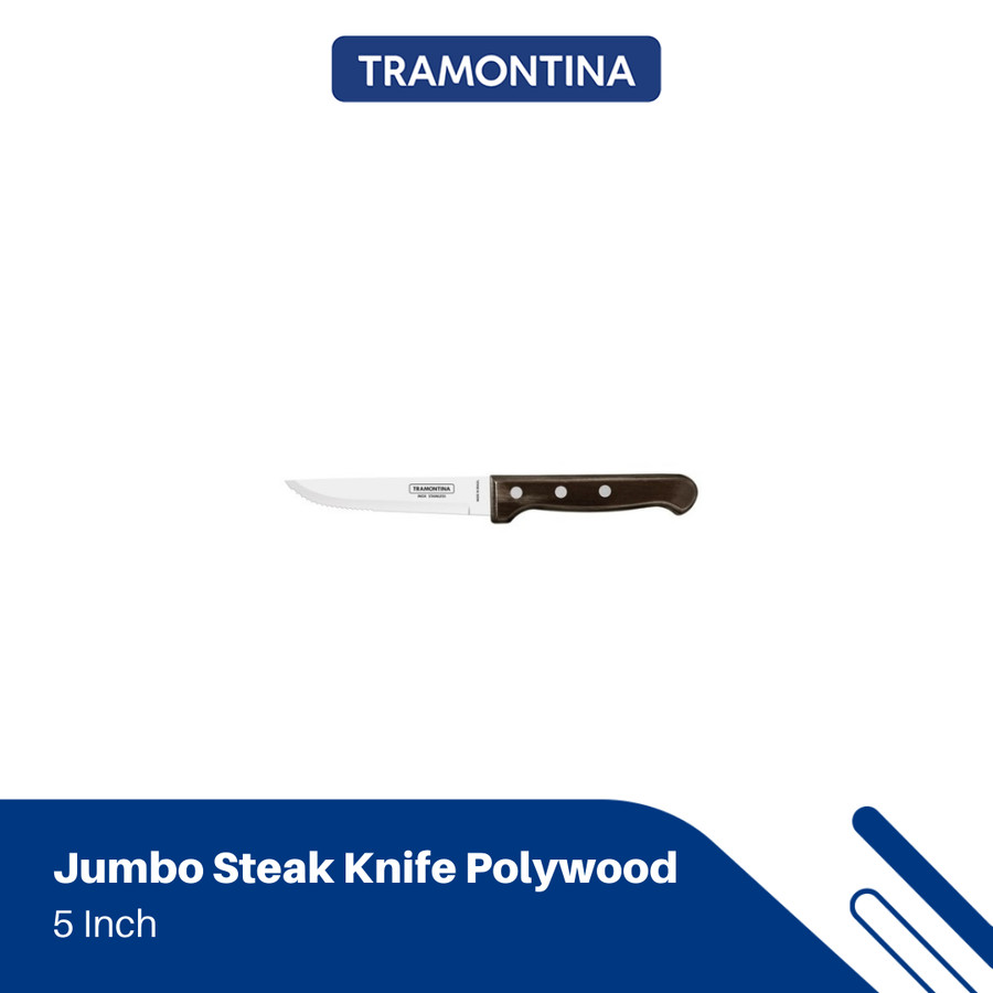 Pisau Steak Tramontina 5 Inch Jumbo Steak Knife Brown Polywood