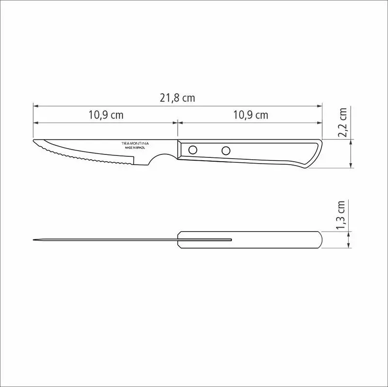Pisau Steak 4 Inch Tramontina - Steak Knife Polywood Red