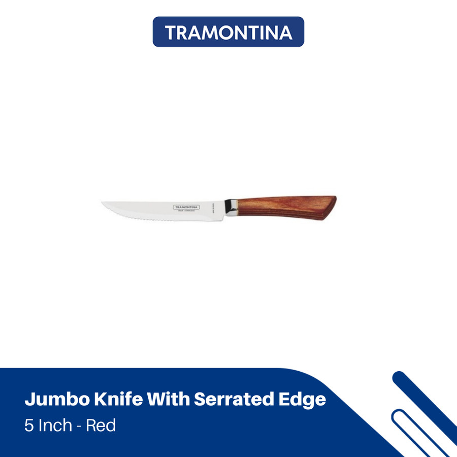 Tramontina - 5 Jumbo Knife With Serrated Edge Red