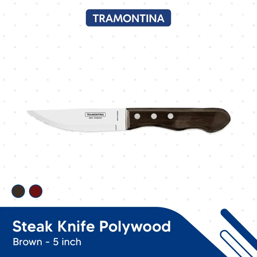 Pisau Tramontina - 5 inch Steak Knife Polywood Dark Brown