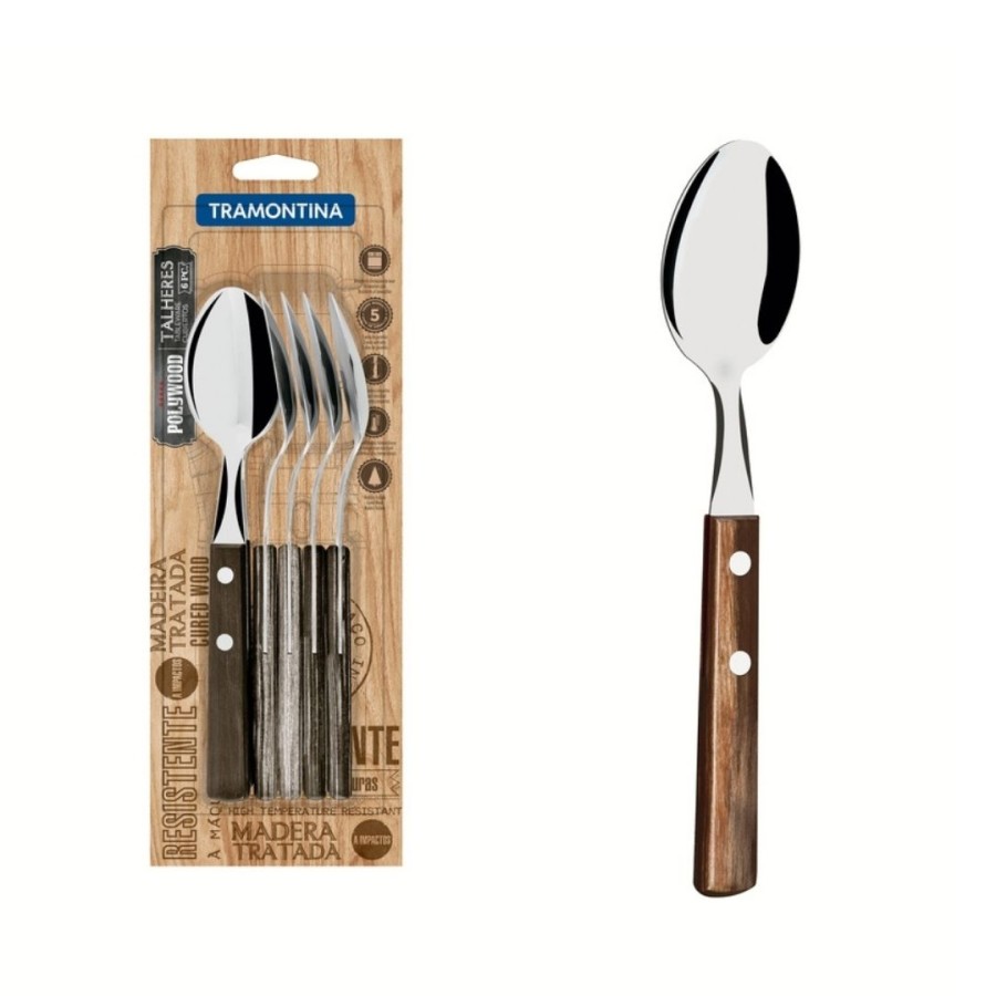 PISAU TRAMONTINA - 6 PC TABLE SPOONS SET POLYWOOD BROWN