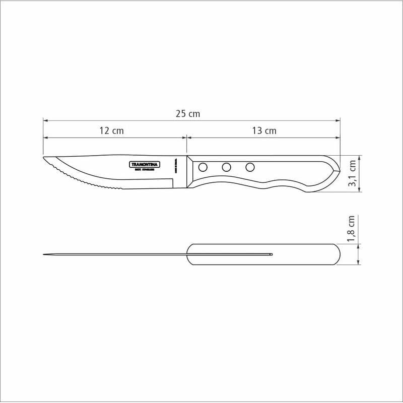 Pisau Steak Tramontina 5 Inch Jumbo Steak Knife Polywood Brown