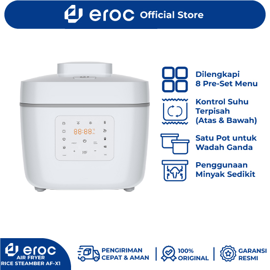 EROC Air Fryer & Rice Cooker Multicooker And Air Fryer In One Pot 6L