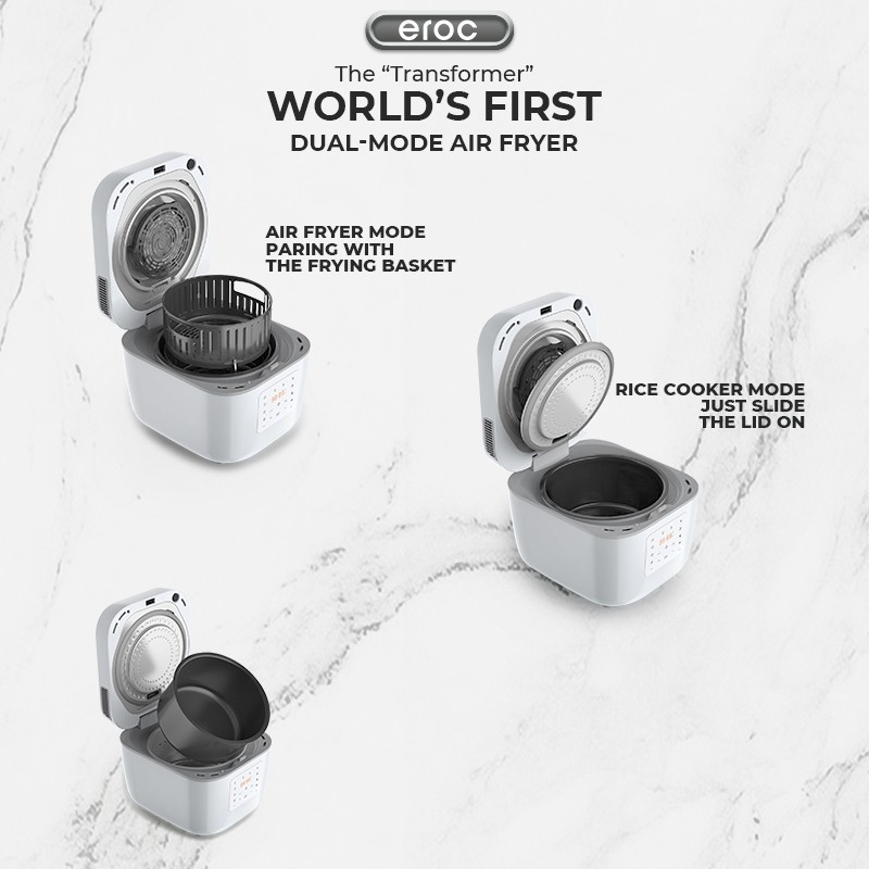 EROC Air Fryer & Rice Cooker Multicooker And Air Fryer In One Pot 6L