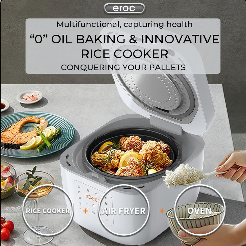 EROC Air Fryer & Rice Cooker Multicooker And Air Fryer In One Pot 6L