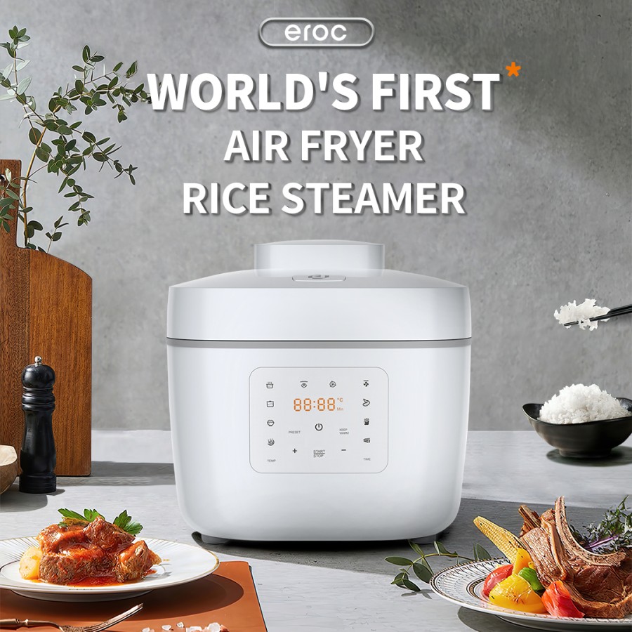 EROC Air Fryer & Rice Cooker Multicooker And Air Fryer In One Pot 6L