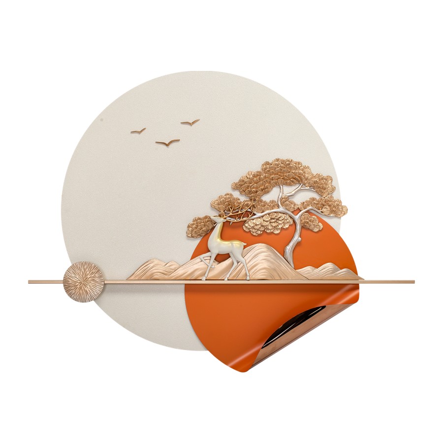 VIVERE Wall Deco Deer Tree Round 110X85CM - Hiasan Dinding - Dekorasi