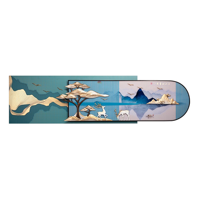 VIVERE Wall Deco Deer & Nature Blue White 210X60CM - Pajangan Dinding