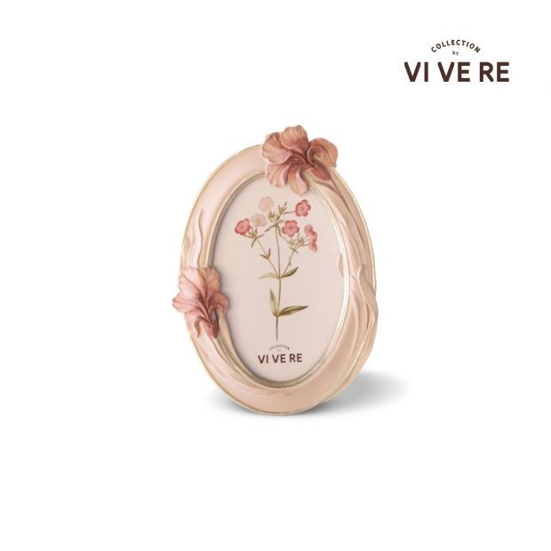 VIVERE Photo Frame Antha Oval Flower Pink 4X6INCH - Bingkai Foto