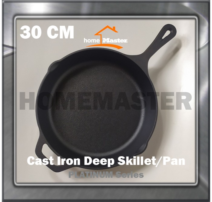 Jual Cast Iron/Besi Cor Deep Panci/Pan/Skillet Extra Handle 30 Cm IP130XH