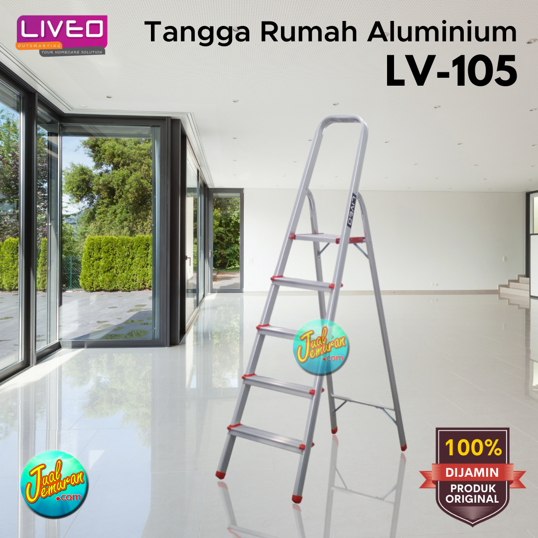 Tangga Aluminium Lipat 1 Meter dengan Pegangan untuk Rumah Tangga