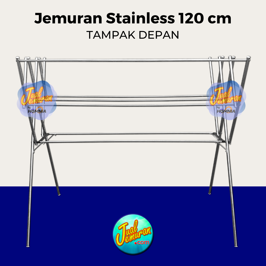 Jemuran Baju Stainless Steel Lipat 120 cm 9 Palang Ekonomis Anti Karat