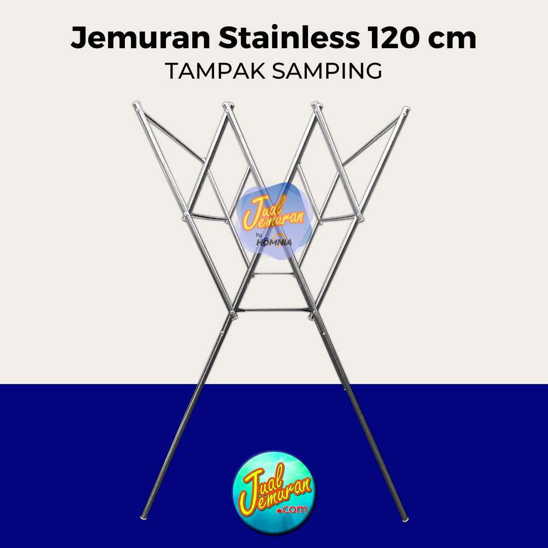 Jemuran Baju Stainless Steel Lipat 120 cm 9 Palang Ekonomis Anti Karat